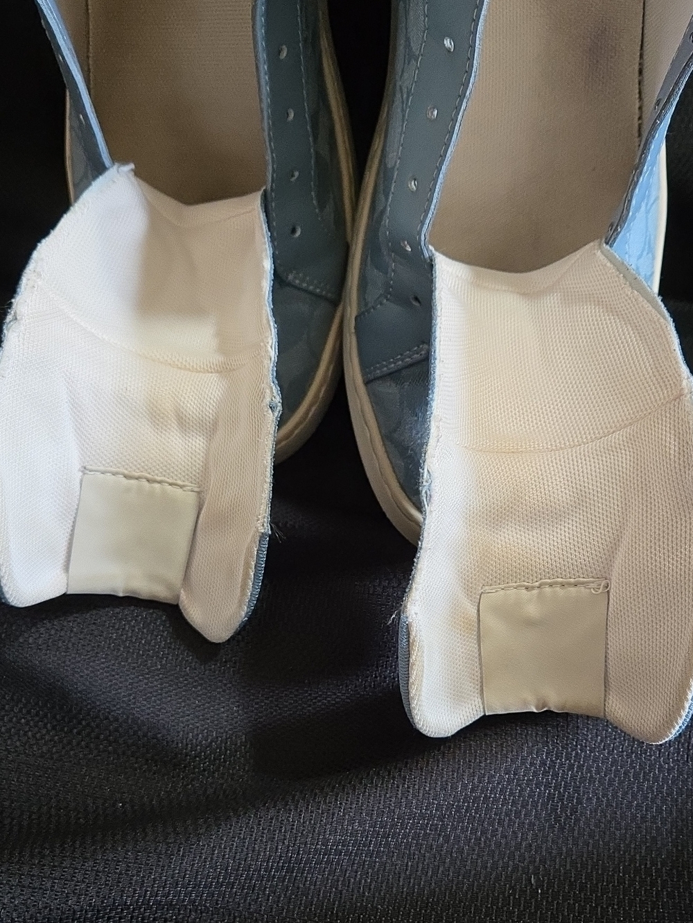 Coach Clip High Chambray Denim Blue High Top Signature-Pattern Sneakers - Picture 8 of 9